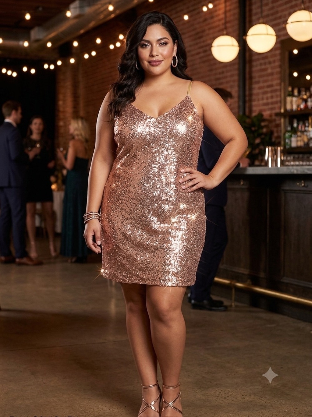 Bar III Blush Sequin Trim Slip Dress‎